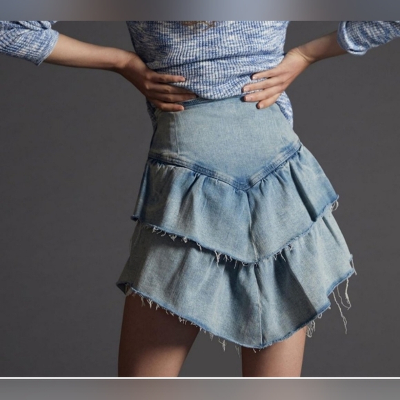 Mother The Ruffle Mini Raw Edge Skirt Size 27 - Picture 2 of 8